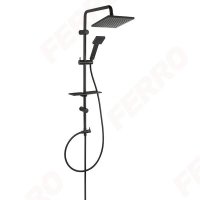 FERRO - zestaw natryskowy SQUERTO LUX BLACK przesuwny z deszczownią CZARNY NP24-BL 