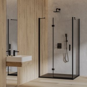 OMNIRES Kabina prysznicowa kwadratowa z drzwiami uchylnymi, 100x100 cm MH1010BLTR