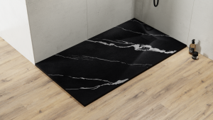 BESCO Brodzik prostokątny 130x90 Vexo Marble Black 130 VMB-130-90-P
