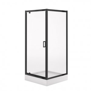 CERSANIT - SET C703: Kabina kwadratowa ARTECO 80x80x190 czarna szkło transparentne + brodzik TAKO biały 16 cm  S913-021