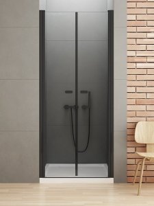 NEW TRENDY Drzwi wnękowe prysznicowe podwójne otwierane NEW SOLEO BLACK 150x195 D-0249A