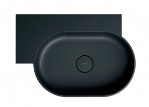 OMNIRES umywalka nablatowa/wisząca OVO M+ lewa, 64 x 44 cm black lava mat OVO645UWLBLV