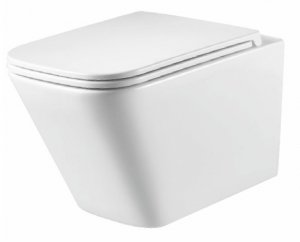 AQUAFORM - miska wc GETAFE Rimless z deską duroplastową SLIM wolnoopadającą, kolor biały  CE-MW-002-11-RIM