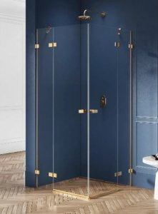 NEW TRENDY Kabina prysznicowa drzwi podwójne uchylne AVEXA GOLD BRUSHED 100x120x200 EXK-1787