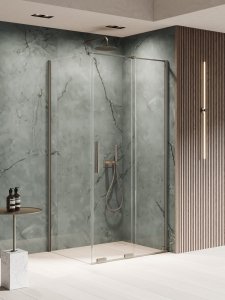 NEW TRENDY Kabina prysznicowa SMART GUNMETAL BRUSHED 1D prostokątna U 110x90x200 szkło czyste 8mm Active Shield 2.0 EXK-7845