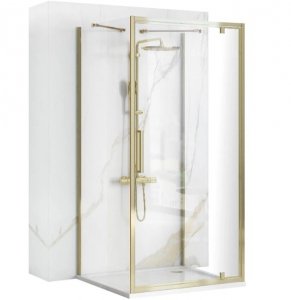 REA - Kabina Prysznicowa Przyścienna RAPID SWING GOLD drzwi 100 + ścianka 100 x2 + ramię x2