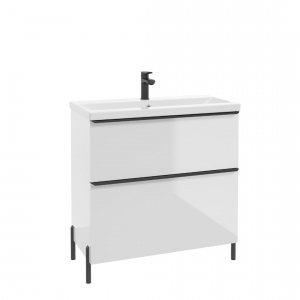 DEFTRANS szafka pod umywalkę z dwiema szufladami Nino D80 biały połysk 304-D-08006