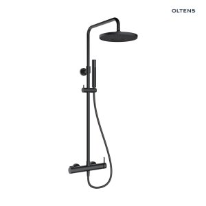 Oltens Molle zestaw prysznicowy ścienny z deszczownicą czarny mat 36504300
