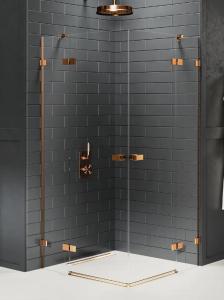 NEW TRENDY Kabina prysznicowa 80x90x200 Avexa Copper Brushed, podwójne drzwi EXK-3666