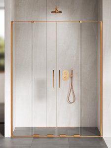 NEW TRENDY Drzwi wnękowe SMART COPPER BRUSHED 2D U 150x200 szkło czyste 8mm Active Shield 2.0 EXK-7663