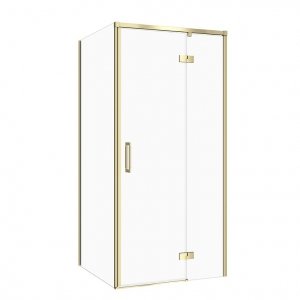 CERSANIT SET C264: KABINA KWADRATOWA LARGA BY CERSANIT 80x80X195 PRAWA ZŁOTY MAT SZKŁO TRANSPARENTNE S601-487 