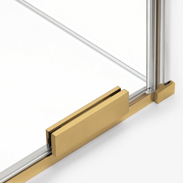 NEW TRENDY Drzwi wnękowe SMART GOLD BRUSHED 1D U 120x200 szkło czyste 8mm Active Shield 2.0 - UCHWYT RELING EXK-7512