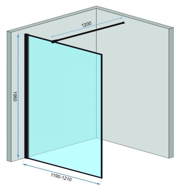 ZESTAW - Kabina ścianka prysznicowa BLER 120 cm + Zestaw prysznicowy czarny/black MIKE  z termostatem