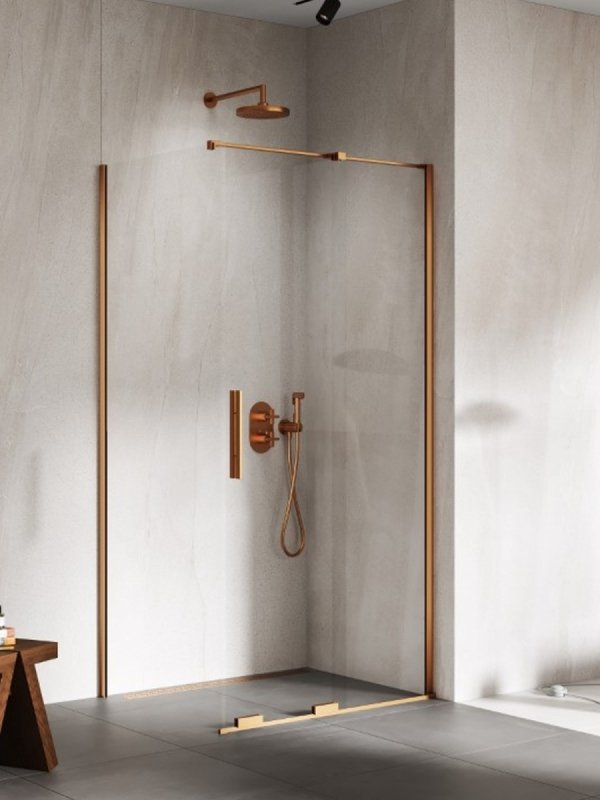 NEW TRENDY Kabina prysznicowa SMART COPPER BRUSHED 1D prostokątna U 110x100x200 szkło czyste 8mm Active Shield 2.0 EXK-7674