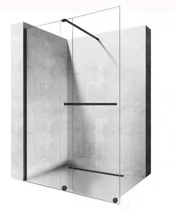 REA Ścianka prysznicowa WALK-IN przesuwna CORTIS BLACK 120cm  