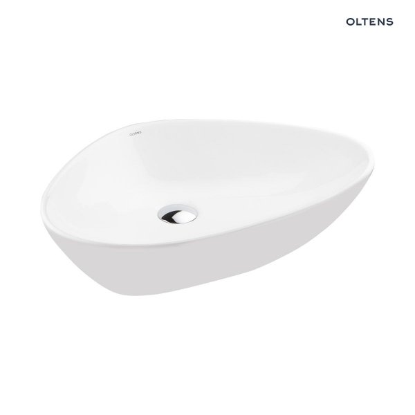 Oltens Vala umywalka 59x39 cm nablatowa owalna z powłoką SmartClean biała 40825000