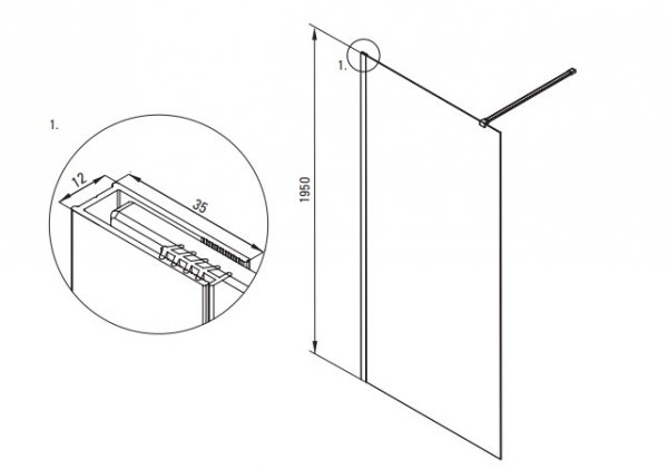 DEANTE - Ścianka prysznicowa PRIZMA walk-in 100 cm chrom  KTJ_030P