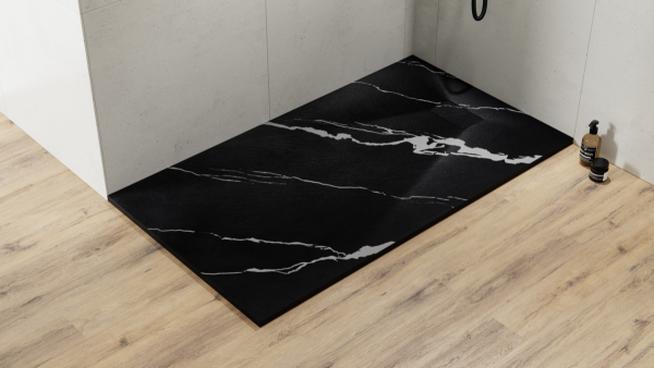 BESCO Brodzik prostokątny 130x90 Vexo Marble Black 130 VMB-130-90-P