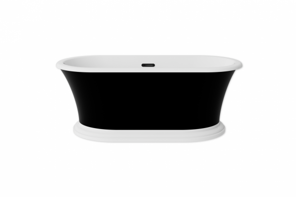 BESCO Wanna wolnostojąca Ziva B&amp;W 160x75 + klik-klak z przelewem szczelinowym chrom #WWA-160ZBSC