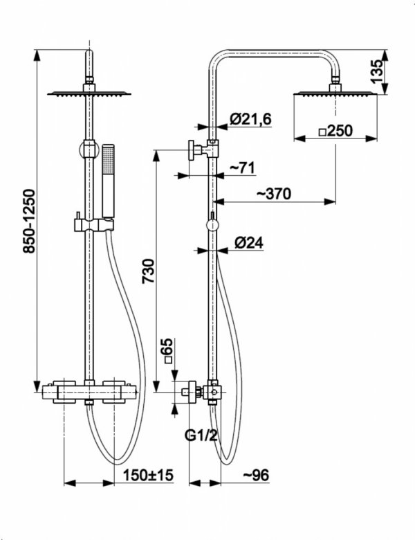 ARMATURA KRAKÓW Zestaw prysznicowy z baterią termostatyczną LOGON PREMIUM BRUSHED LIGHT GOLD 5746-920-39