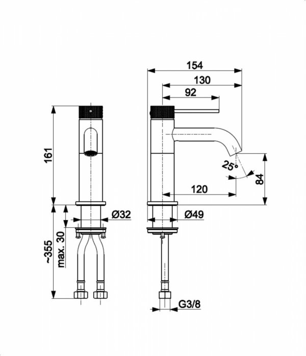 ARMATURA KRAKÓW KFA  bateria umywalkowa MOZA 316L inox 5042-813-22