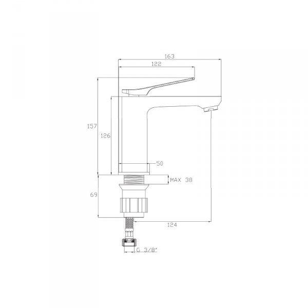 INVENA Bateria umywalkowa niska NERI CZARNA z korkiem klik-klak BU-01-004-L