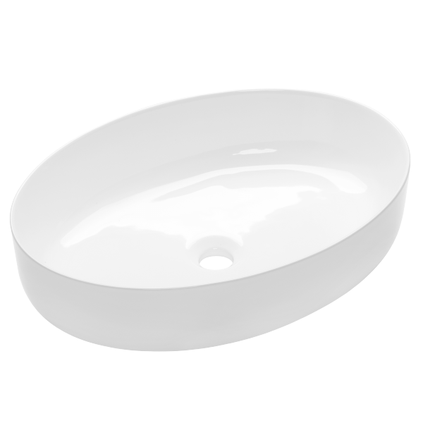 INVENA - Umywalka nablatowa ASTRI 55cm owalna biała  CE-30-001-W