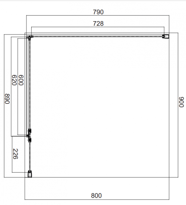 OMNIRES Kabina prysznicowa prostokątna z drzwiami uchylnymi, 80x100 cm MH8010BLTR