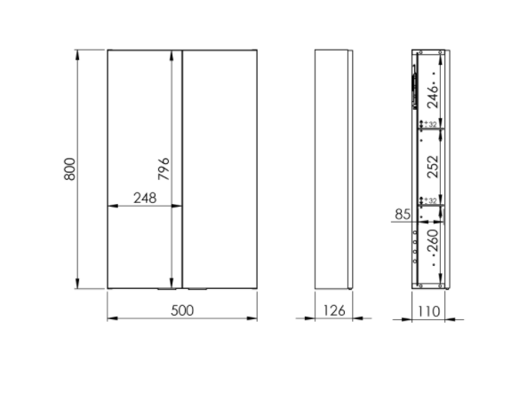 ELITA SZAFKA WISZĄCA FOR ALL 50 2D (12,6) BLACK MATT 167732/RE140500067160