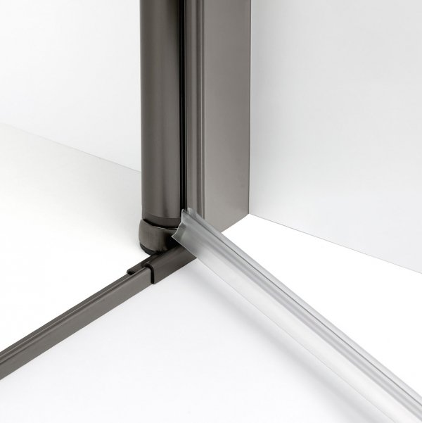 NEW TRENDY Kabina prysznicowa New Soleo Gunmetal Brushed, pięciokątna, asymetryczna, drzwi pojedyncze 100x80 K-1710