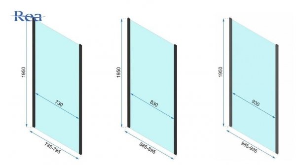REA - Kabina Prysznicowa Przyścienna RAPID SWING Black-Czarna  /drzwi 120 + ścianka 80 x2 + ramię x2