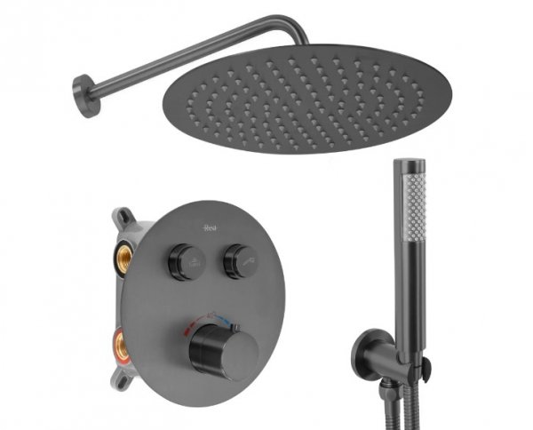 REA - Zestaw natryskowy podtynkowy z termostatem LUNGO Tytan + BOX