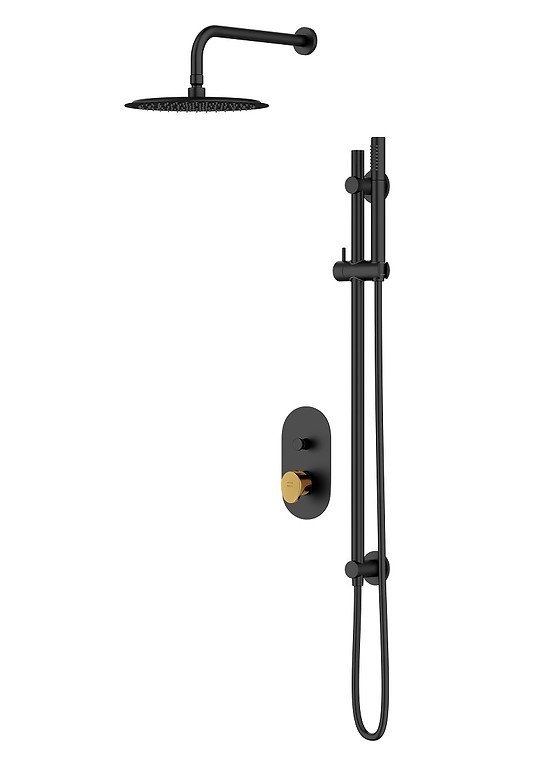 CERSANIT - Set b261 zestaw podtynkowy INVERTO czarny z baterią wannowo-natryskową, uchwyty 2 design in 1: czarny i złoty  S952-006