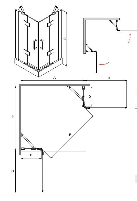BESCO - Kabina prysznicowa kwadratowa podwójne drzwi otwierane RÓŻNE ROZMIARY VIVA 195