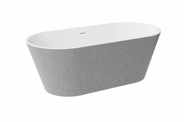 BESCO Wanna wolnostojąca Deeva Glam Srebrna 150x75 + maskownica odpływu białe #WWA-150DGSW