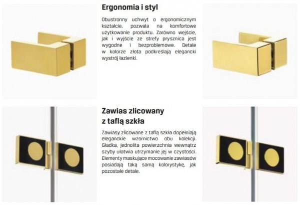 NEW TRENDY Kabina przyścienna AVEXA GOLD SHINE 80x70x200 EXK-2124/EXK-2094 POLSKA PRODUKCJA