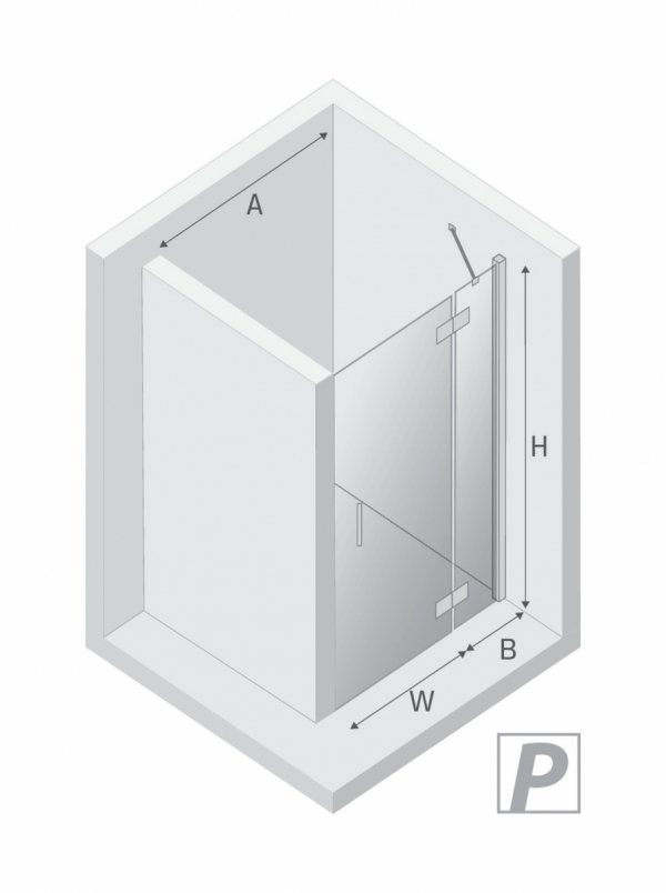 NEW TRENDY Drzwi wnękowe NESTA GUNMETAL BRUSHED 1D L 100x200 czyste 6mm Active Shield 2.0 D-0931A