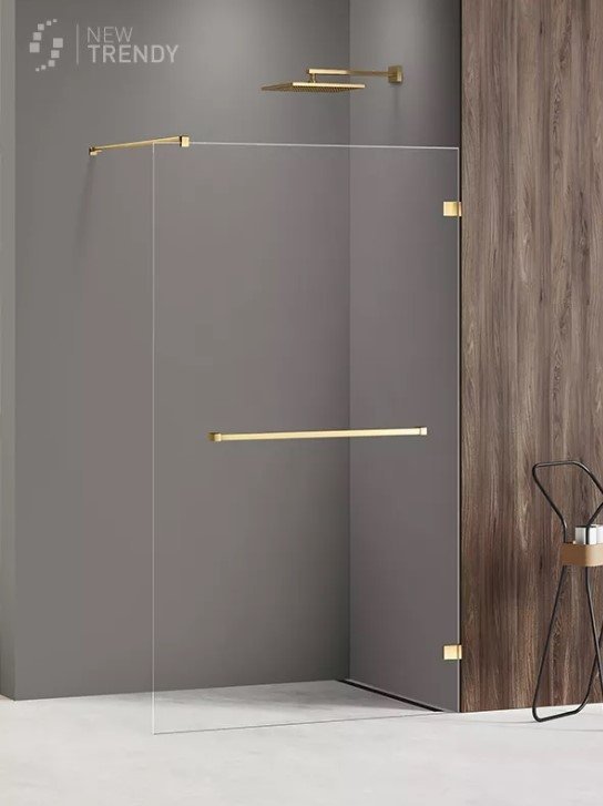 NEW TRENDY Kabina ścianka WALK-IN AVEXA GOLD SHINE z wieszakiem relingowym 130x200 EXK-3230
