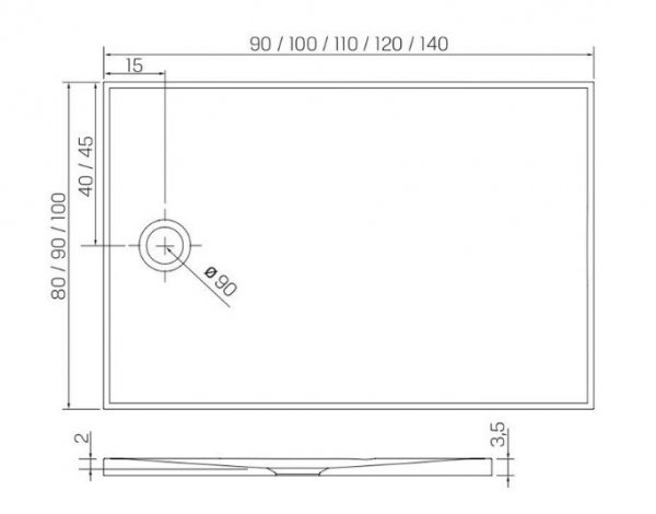 NEW TRENDY Brodzik prostokątny 140x90x3,5 konglomerat NEX biały B-0465