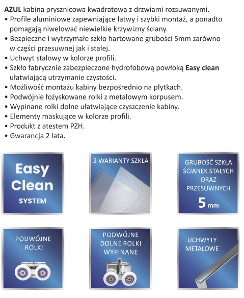 AQUAFORM Kabina prysznicowa AZUL kwadratowa 90x90x185 szkło transparentne 5mm profil czarny mat AQ.101-501115