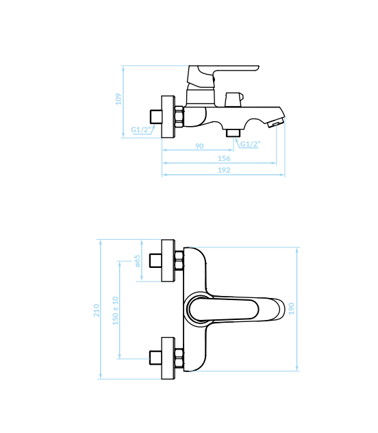 KUCHINOX DIMA bateria wannowa ścienna bez zestawu natryskowego  BQD_010D