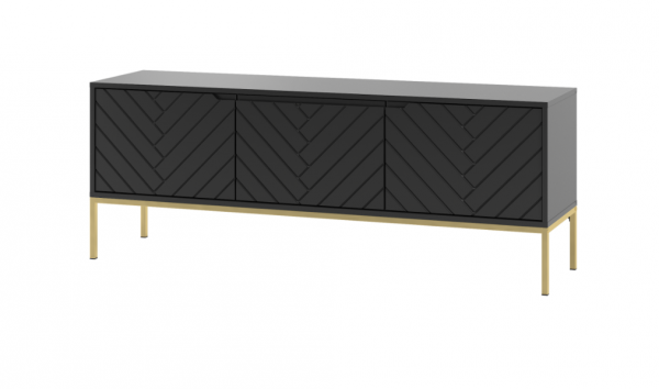 MEGSTYL Szafka RTV 150cm złoty stelaż - czarny mat ASPEN 01 