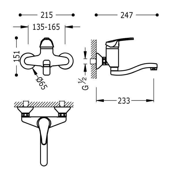 TRES KUCHNIA Bateria jednouchwytowa ścienna kuchenna-17041802