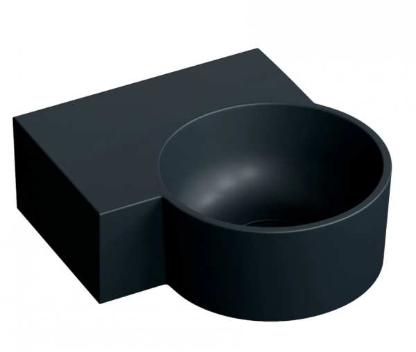 OMNIRES umywalka nablatowa/wisząca - lewa, 33 x 34 cm OVO M+ black lava mat OVO335UWLBLV