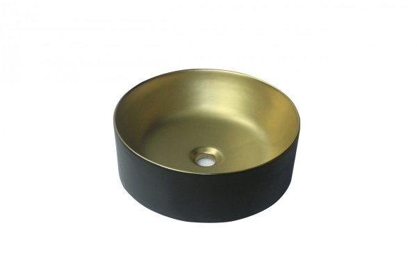 INVENA UMYWALKA NABLATOWA KOS INVENA TREND 42 CM, OKRĄGŁA CZARNO ZŁOTA CE-38-017-C