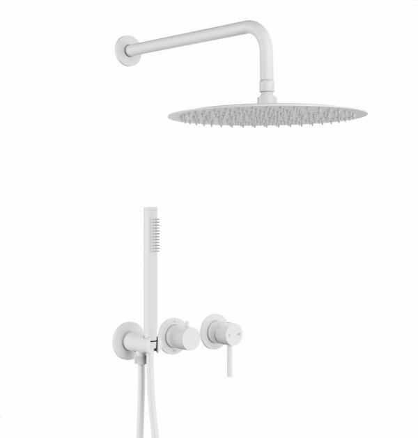 ARMATURA KRAKÓW KFA zestaw prysznicowy podtynkowy z baterią 3-otworową 2-funkcyjną MOZA WHITE 5039-511-44