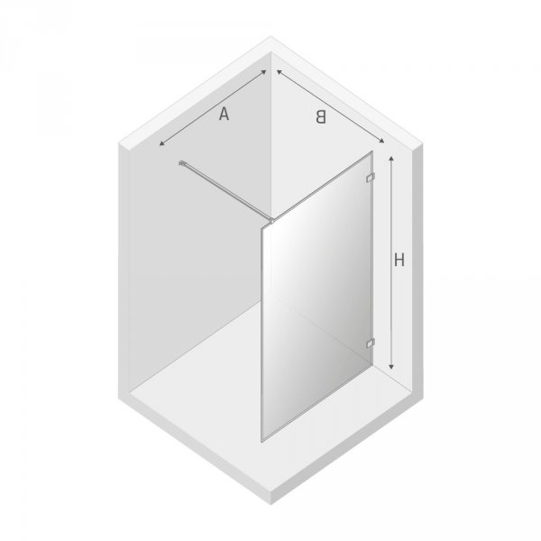 NEW TRENDY Kabina ścianka walk-in Avexa White 50x200 czarna aluminiowa ramka szkło 6mm EXK-2906