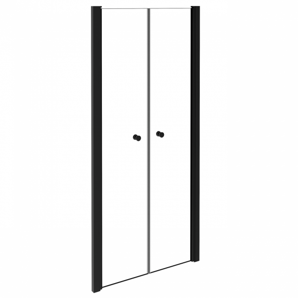 BESCO Drzwi wahadłowe prysznicowe Sinco Due Black 80x195 DSD-80-B