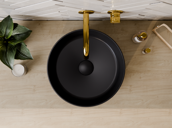 BESCO Umywalka nablatowa Clea Cera-Line 34,5 Matt Black UNCM-35-CLC