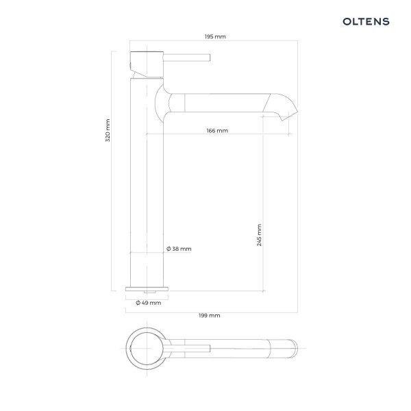 Oltens Molle Slim bateria umywalkowa stojąca wysoka chrom 32506100